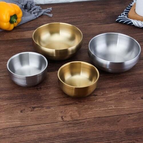 1Pcs 304 Stainless Steel Bowl Korean Bowl Eating Bowl Household Soup Bowl Dessert Bowl Golden Pumpkin Bowl Deep Bowl