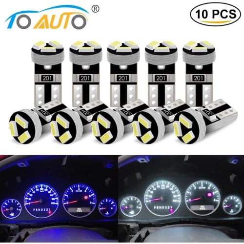 10PCS T5 Led W3W Meter Bulb Canbus Instrument Dash Lights 73 74 17 27 Auto Interior Neo Wedge Dashboard Dash Side Lamp Signal