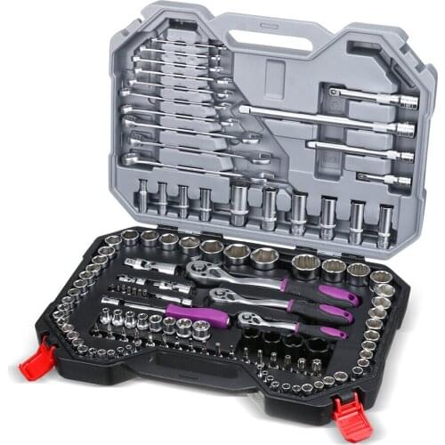 ML-TS1 120Pcs CR-V Multifunction Auto Repair Tool Box Set Torque Ratchet Wrench Combo Tools Kit Car Repairing Tool