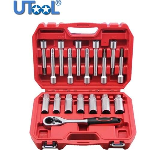 18 pcs Steering Hub Suspension Shock Absorber Strut Nut Removal Tool Socket Kit Ratchet Sockets Set