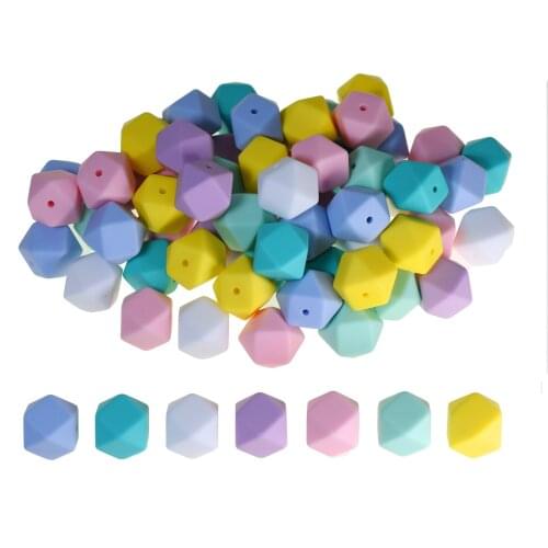 20pcs 17mm Hexagon Silicone Beads DIY Teething Pacifier Chain Clip Dental Care Chew Food Grade Soft Bead Baby Teethers