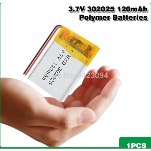 302025 rechargeable battery 3.7V 120MA lithium battery for watching voice recorder bt headset watch led light smart band GPS