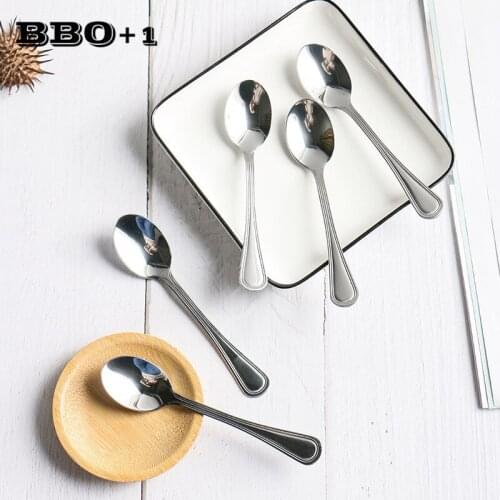 4.3inch 11cm Creative Teaspoon Stainless Steel Dessert Coffee Spoon Western Small Ice Cream Scoop Silver Tableware set 4/6/10pc