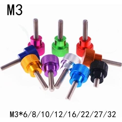 10pcs m3*6/8/10/15/22/27/30 aluminum head stainless steel step hand thumb screw