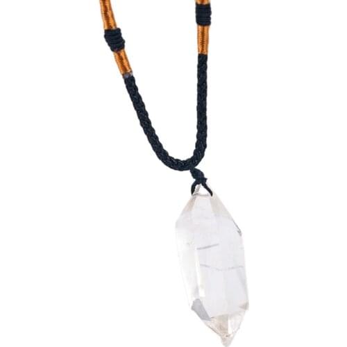 White clear crystal double pointed pillar pendant crystals obelisk stone jewelry necklace pendant