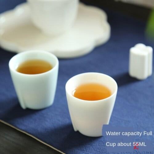 Celadon White Jade Porcelain Kung Fu Tea Set Teacup Ceramic Cup Ceramic Whiteware New Chinese Master Cup Single Cup Teacups