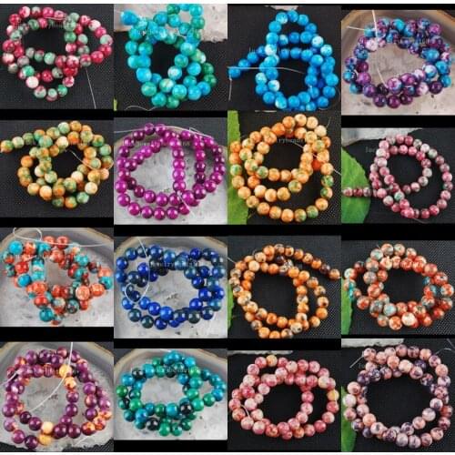 Free shipping Women Fashion Jewelry 8mm Fashion Mulitcolor Jaspe Round Loose Beads 15.5" WFH546
