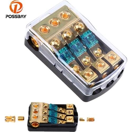 POSSBAY 30A/60A/80A/100A/150A 1 in 3 Out Car Boat Vehicles Stereo Audio Fuse Holder Fuse Box Fuseholder Crystal Interior Parts