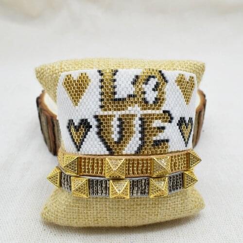 Rttooas Love Letter MIYIKI Heart Bracelets Fashion Rivet Handmade Loom Pulseras Mujer Moda 2020 New Arrival Female Jewelry