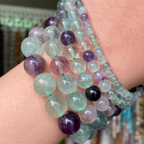 Natural Colorful Fluorite Stone Beads For Jewelry Making Diy Bracelet Necklace 4 6 8 10 12mm Round Loose Spacer Mineral Beads