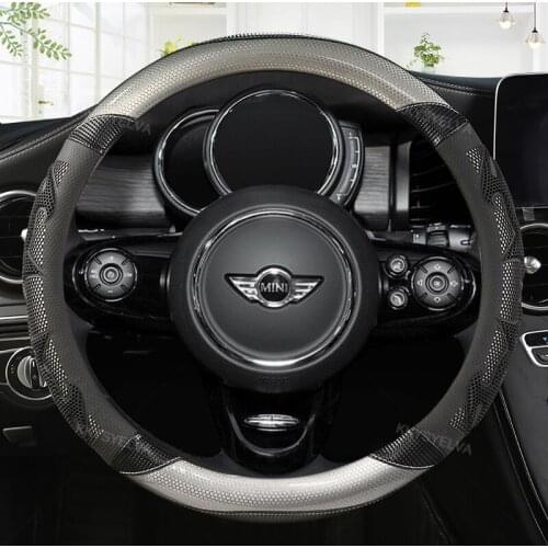 Carbon Fiber Leather Steering Wheel Cover Car interior Accessories For MINI COOPER S JCW ONE F54 F55 F56 F60 R60 R61 car styling
