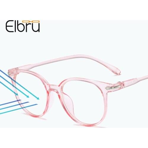 Elbru Classic Women Myopia Glasses Transparent Color Frame Nearsighted Spectacles Retro Ultralight Eyewear Diopters -1.0 to -3.5