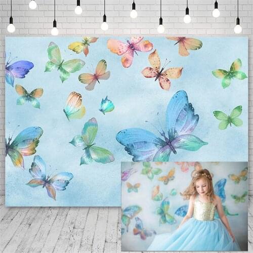 Avezano Baby Shower Happy Birthday Party Photography Backdrops Butterfly Decoration Wallpaper Blue Backgrounds For Photo Studio
