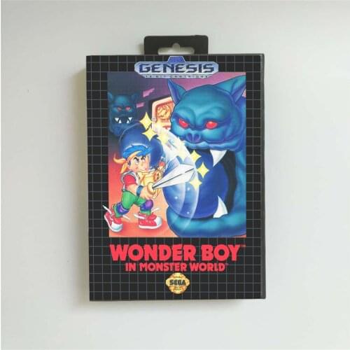 Wonder Boy in Monsters World - USA Cover With Retail Box 16 Bit MD Game Card for Sega Megadrive Genesis Video Game Console