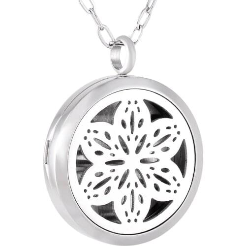 IJP0141 Stainless Steel Petal Aromatherapy Pendant Essential Oils Diffuser Perfume Free12 Pads Necklace