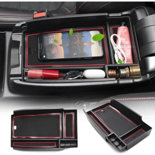 RUIYA For Escape 2020 Car Armrest Box Storage Central Control Container Auto Interior Organizer Accessories Red