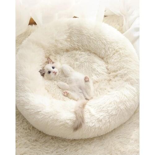 Cat Bed Kennel Round Dog Bed Winter Warm House Sleeping Bag Long Plush Soft Pet Bed Puppy Cushion Mat Cat Suppliesanier chien