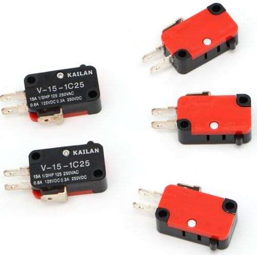 5 Pcs Micro Limit Switch V-15-1C25 Roller Lever Snap Action 250V 16A Safety New