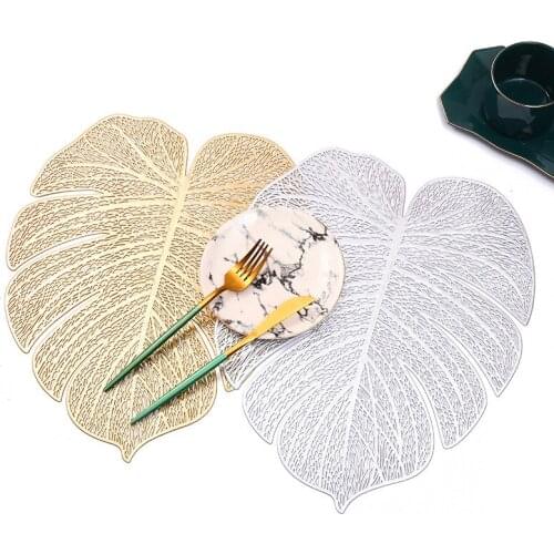 12Pack Turtle Leaf Shaped Placemats Metal Hollow Table Mats for Dining Table Decoration Wedding, Banquet, Holiday,Daily Kitchen