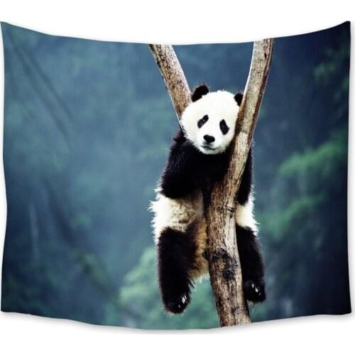 Panda Forest Animal Tapestry Wall Hanging Polyester Home Bedroom Decor Bedspread Beach Mat Blanket Yoga Mat Tapestries