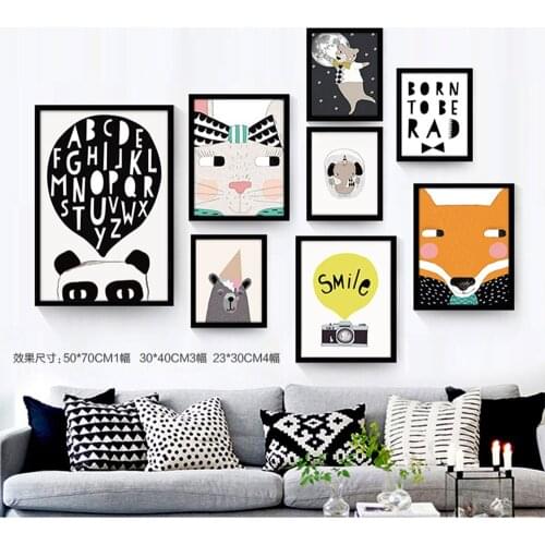 Cartoon Animals Wall Art Canvas Poster and Print Canvas Painting Decorative Picture for Living Room Home Decor Nordic Kids