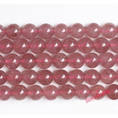 Natural Stone Strawberry Crystal Quartz Round Loose Beads 15" Strand 4 6 8 10 12 MM Pick Size For Jewelry Making