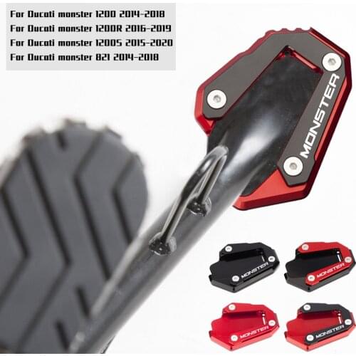 NEW LOGO MONSTER CNC Motorcycle Kickstand Foot Side Stand Extension Pad Support Plate For DUCATI Monster 696 795 797 821 monster