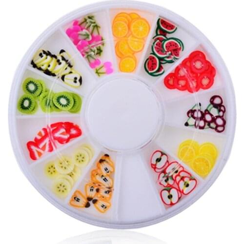 New Wheel Nail Art Decorations Clay Fruit Slices Wheel Nail Art Rhinestones nail phone dirr