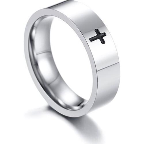 Punk New Style 316 Stainless Steel Carving Cross Ring 2021 Fashion Men Silver Plated Ring Trend Men Motorcycle Party Jewelry