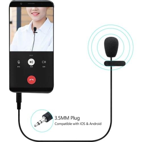 2m Mini Lavalier Microphone Condenser Clip-on Lapel Mic Wired 3.5mm Microfon Gooseneck Mic For PC Computer VoIP MSN Skype Chat