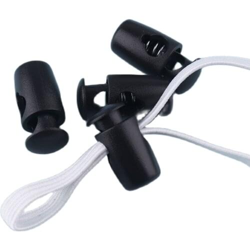 50pcs 18*3mm Plastic Cord Ends Stopper Rope Cord Stops Black Cord Locks elastic cord Toggle Cord Toggle Lock