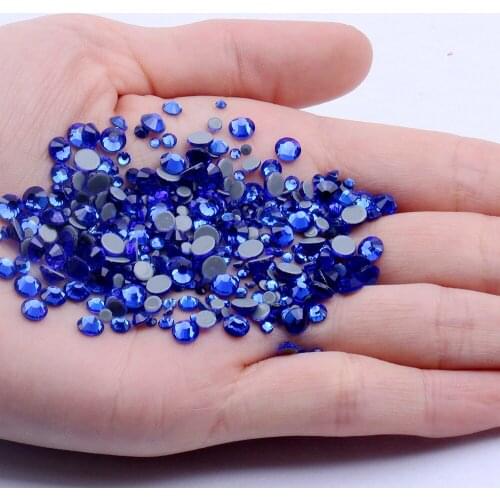 Sapphire Hotfix Rhinestones For Nails ss6-ss30 And Mixed Glue Backing Iron On Strass Crystal And Stones DIY Garments Accessories