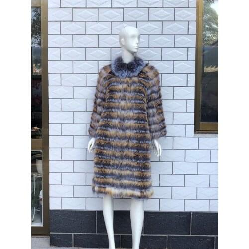 Rex Rabbit Fur Fox Fur Coats Women Silver Fox Natural Fur Coats Autumn Knitted Long Genuine Fur Jackets Vest Ladies Fashion