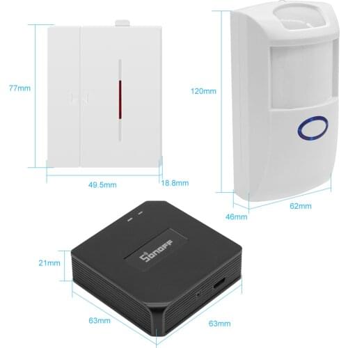 SONOFF RF Bridge ITEAD 433MHz WIFI Wireless Switch Module + PIR2 PIR Sensor + DW1 Door And Window Alarm Sensor