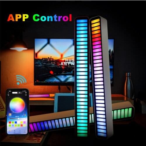 RGB LED Light Bar Music Level Lights Rhythm Led Night Lights 32 LED Colorful App Sound Control Light for Indoor Atmosphere Light