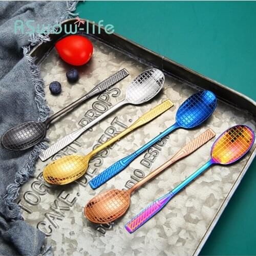 Creative 304 Stainless Steel Badminton Racket Spoon Gift Ice Cream Spoon Coffee Spoon Dessert Tea Spoon Stirring Spoon