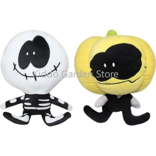 2pcs Halloween Decoration Stuffed Plush Pumpkin Toy Friday Night Funkin Game Spooky Month Skid and Pump Kids Doll