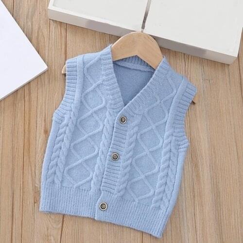 2020 Spring Autumn Boy Girl Waistcoat Toddler Vests Kids Knitted Sweater Cardigan Childrens Clothes Baby Boys Girls Vest Tops