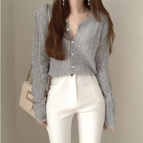 Long Sleeve Knitted Shirt Sweaters Single Breasted Spring And Autumn Women Thin Cardigan Fashion Casual Coat Top Ropa Mujer