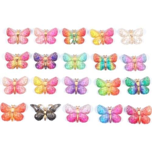 10 Pieces Glittering Colorful Acrylic Pendants Candy Color Butterfly Pendant For Necklace Earring Jewelry Making Findings DIY