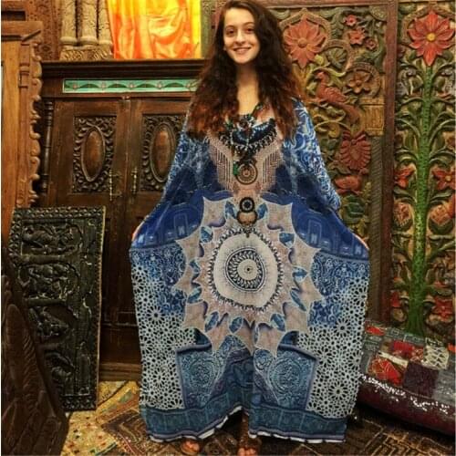 2021 Print Cotton Plus size Beach Dress Sarong Beach Cover up Women Tunic Robe de Plage Swimsuit cover up Beachwear #Q685