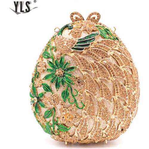 Gold Ball Crystal Clutches Flower Design Small Evening Purses Wedding/Special Occasion Clutch/Evening Handbags Clutches