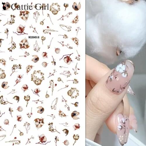 1sheet Flower butterfly Cotton Nail Art Stickers 3D Nail Art Stickers Decals Adhesive Sticker Slides New Year Nail Stickers