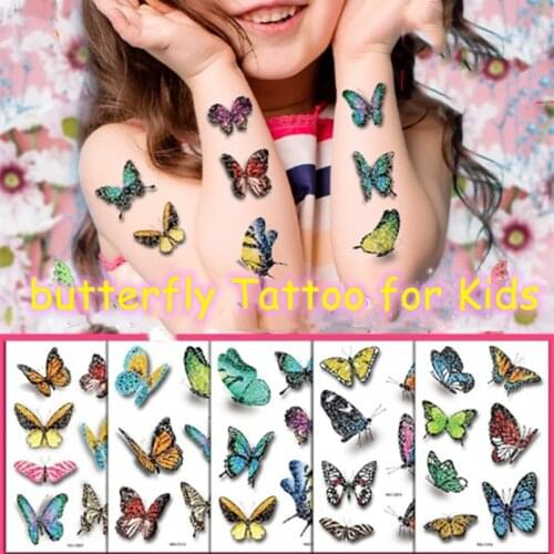1pcs Color Butterfly Tattoo Face Temporary Tattoo Child Tattoo Sticker Body Tatoo for Kids Cute Tattoo Children Women Tattoos