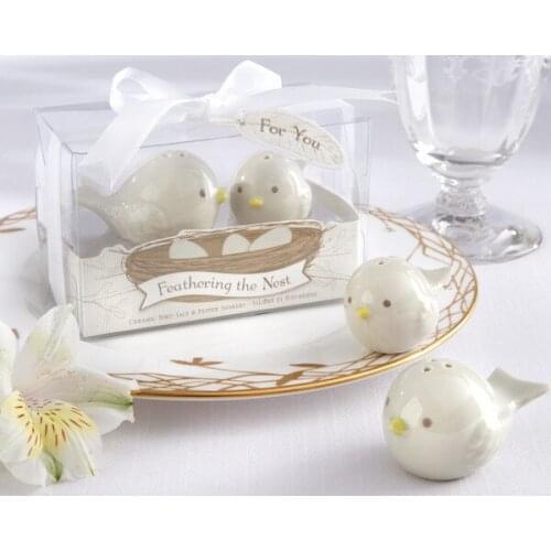100Set/Lot=200Pcs/Lot+Feathering the Nest Love birds Salt and Pepper Shaker wedding favors and gifts+Free shipping