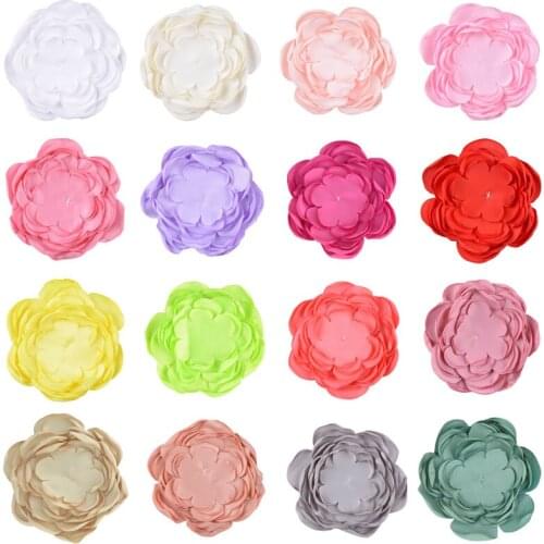 Free ePacket 10cm Burned Edges Satin Fabric Flower for DIY Crafting Baby Girls Hair Flower Wedding Bouquet Accessories