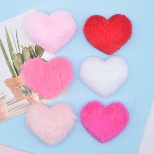 24Pcs 50*45mm Padded Soft Plush Heart Applique for DIY Clothes Hat Shoes Sewing Patches Gloves Headwear Hair Clips Bow Decor N16