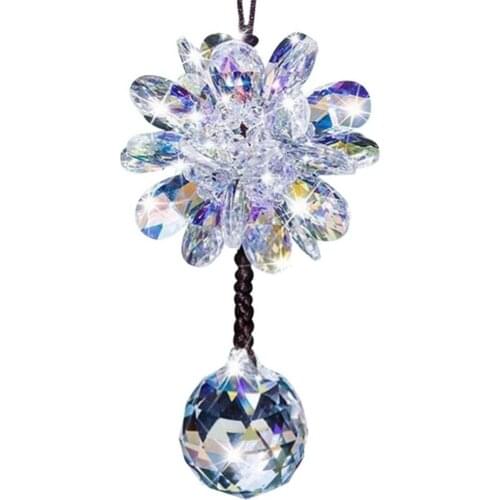 Shiny Rhinestone Flower Pendant Car Review Mirror Hanging Ornament Auto Interior Decor Automobile carros Gift Boutique New Hot