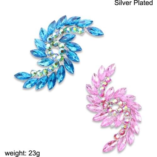 TANGTANG Brooch Silver Color Pink/Blue Crystal Pin Brooches For Engagement Jewelry Women Scarf Accessories Brooch Fashion Pins