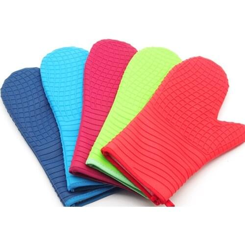 1 Piece Heat Resistant Silicone Glove Cooking Microwave Baking BBQ Cotton Oven Pot Holder Mitt Kitchen Tools grilling glove